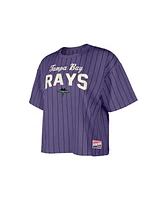 New Era Women's Purple Tampa Bay Rays City Connect Multiplier Pinstripe Cropped T-Shirt