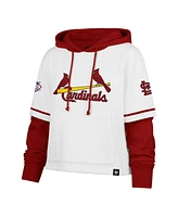 '47 Brand Women's White St. Louis Cardinals Trifecta Shortstop Cropped Pullover Hoodie