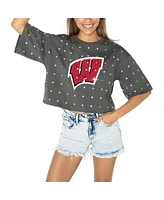 Gameday Couture Women's Gray Wisconsin Badgers Go Time Rhinestone Crop T-Shirt