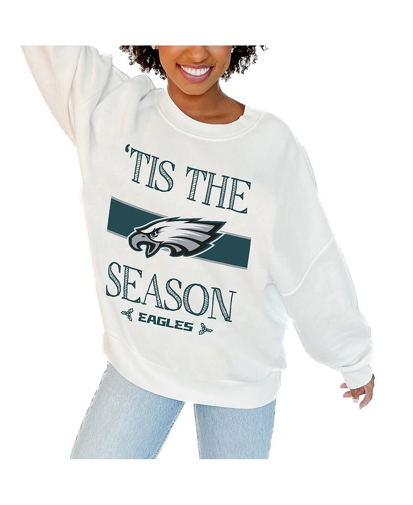 Gameday Couture Women's White Philadelphia Eagles Take A Holiday Pullover Sweatshirt
