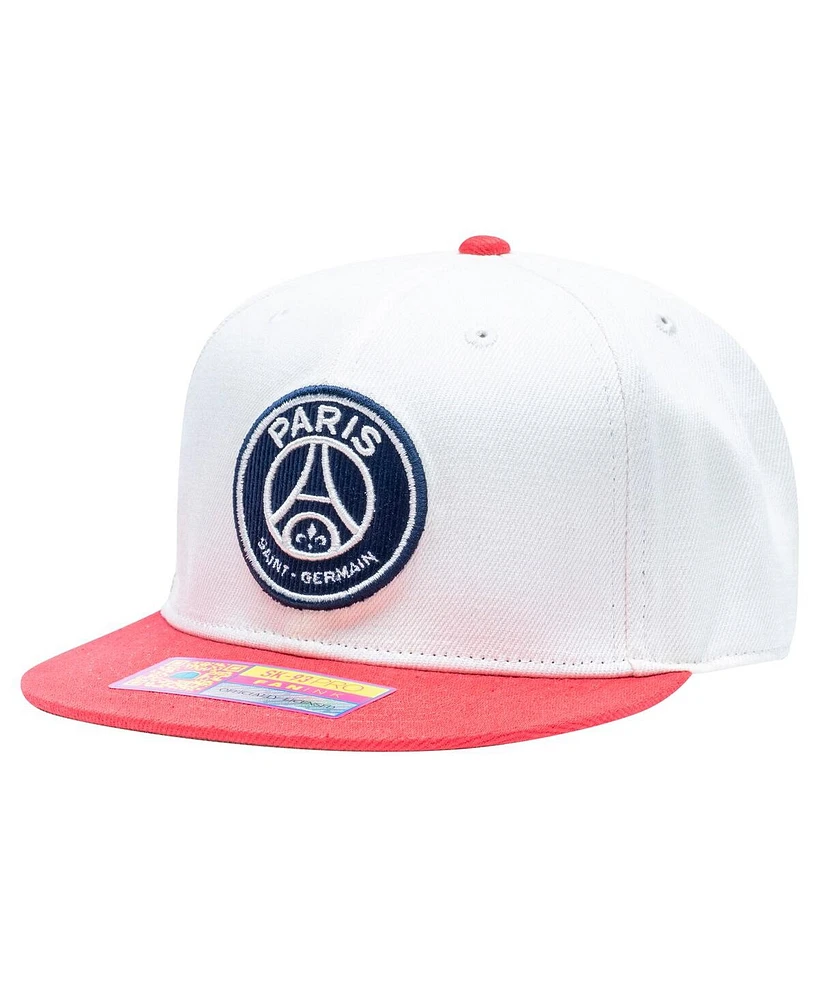 Fan Ink Men's White/Red Paris Saint-Germain Evolve Snapback Hat