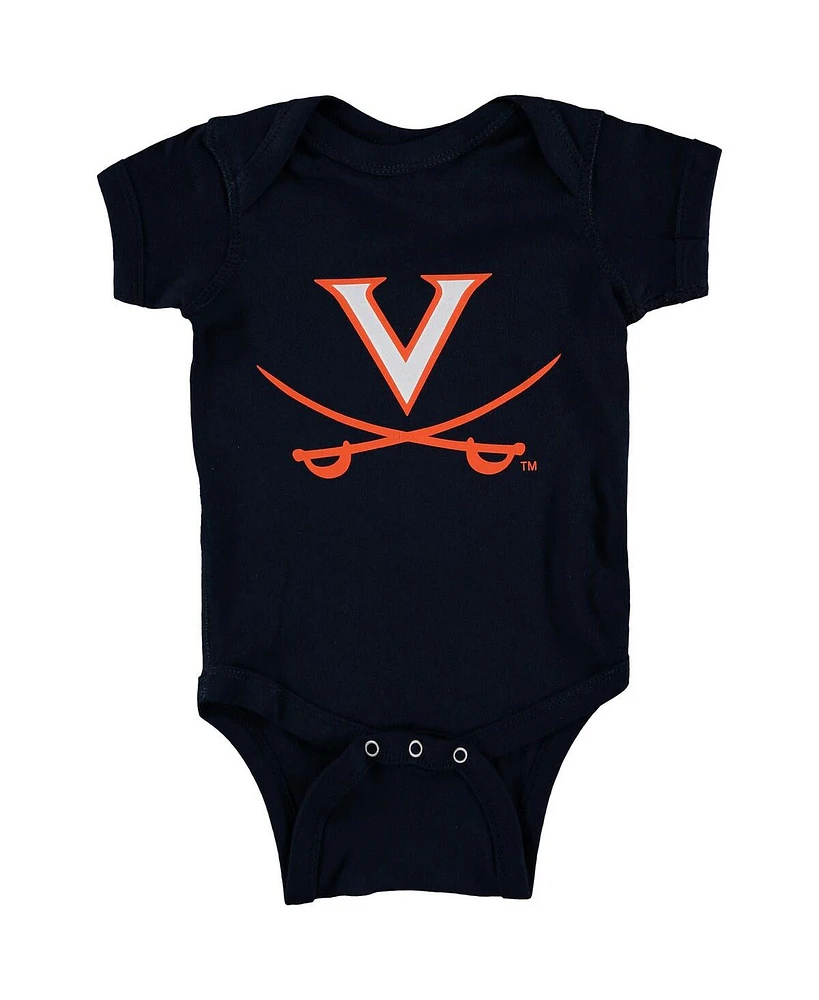 Two Feet Ahead Baby Boys and Girls Navy Virginia Cavaliers Big Logo Bodysuit