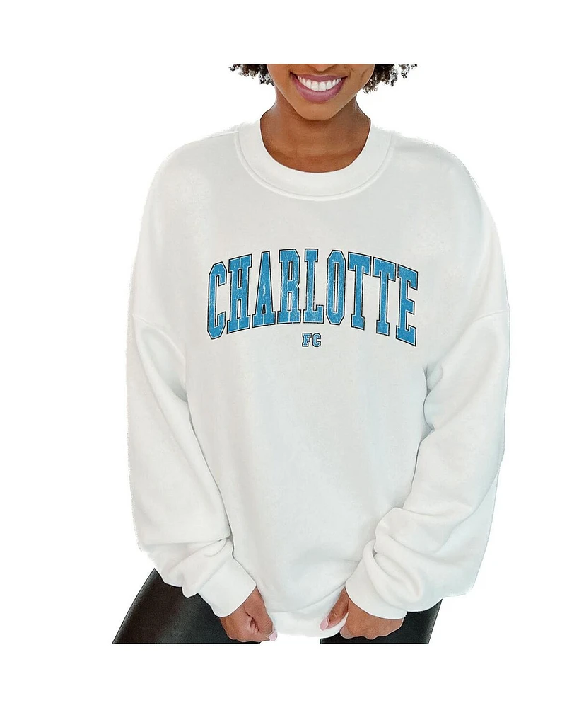 Gameday Couture Women's White Charlotte Fc Fleece Pullover Sweatshirt