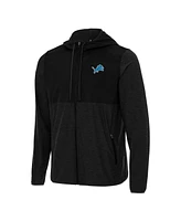Antigua Men's Black/Charcoal Detroit Lions Sway Full-Zip Hoodie Jacket
