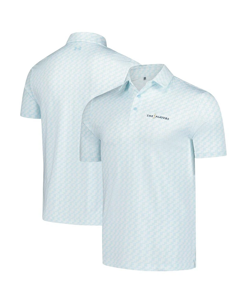 Under Armour Men's Light Blue The Players Drive Clubhouse Grid Polo Shirt