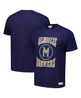 Mitchell & Ness Men's Navy Milwaukee Brewers Arched Logo Slub T-Shirt