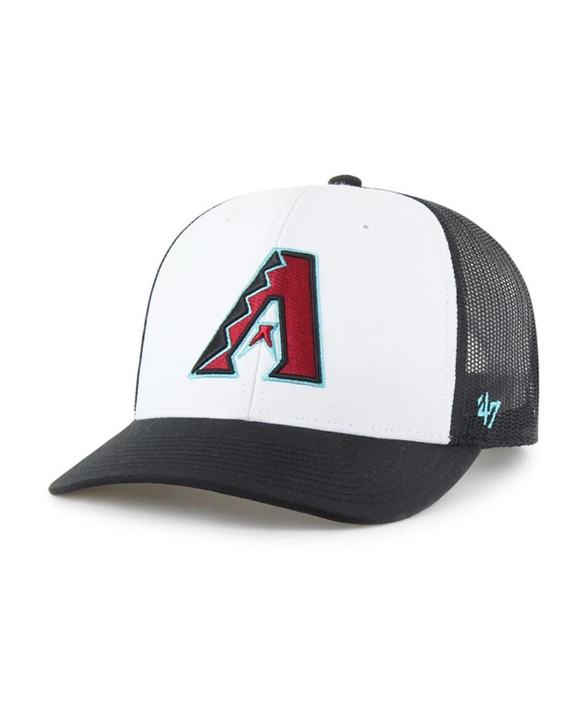 '47 Brand Men's White/Black Arizona Diamondbacks Freshman Trucker Adjustable Hat