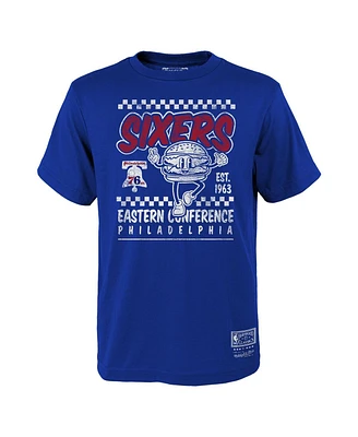 Mitchell & Ness Big Boys and Girls Royal Philadelphia 76ers Concession Food Character T-Shirt