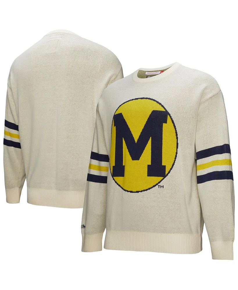 Mitchell & Ness Men's Cream Michigan Wolverines Retro Pullover Sweater