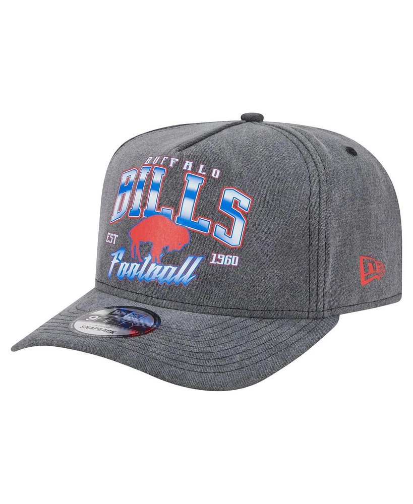 New Era Men's Black Buffalo Bills Throwback Washed A-Frame 9FIFTY Snapback Hat