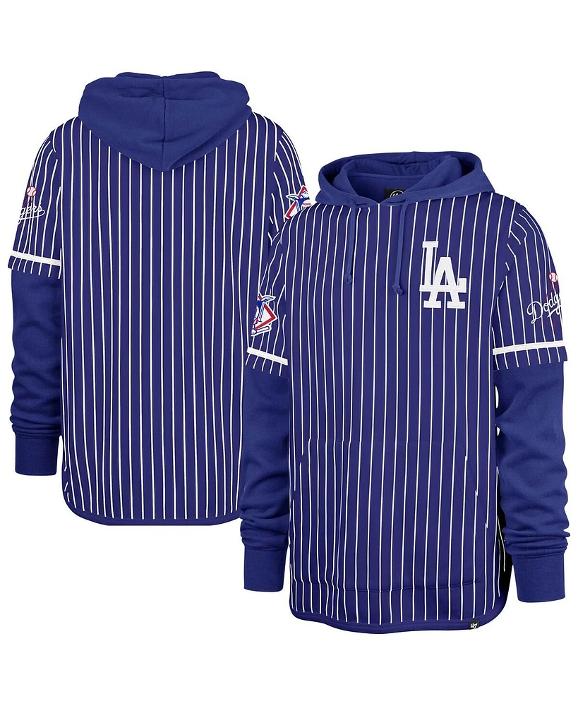 '47 Brand Men's Royal Los Angeles Dodgers Pinstripe Double Header Pullover Hoodie
