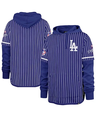 '47 Brand Men's Royal Los Angeles Dodgers Pinstripe Double Header Pullover Hoodie