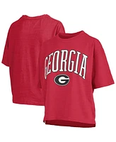 Pressbox Women's Red Georgia Bulldogs Nelson Arch Over Logo Waist Length Oversized Slub T-Shirt