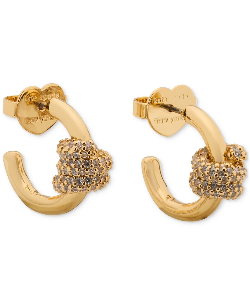 kate spade new york Small Pave Knot Hoop Earrings, 0.62"