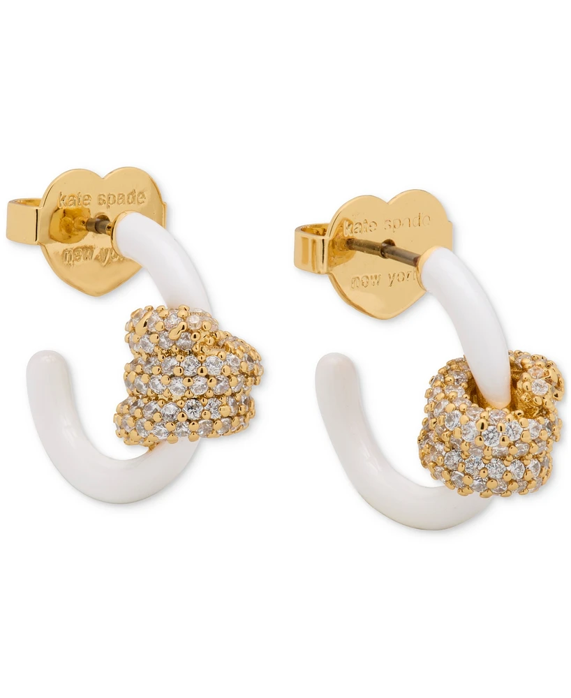 kate spade new york Small Pave Knot Hoop Earrings, 0.62"