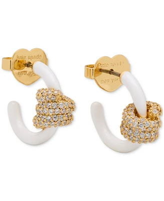 kate spade new york Small Pave Knot Hoop Earrings, 0.62"