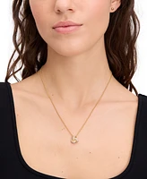 kate spade new york Gold-Tone Pave Double Knot Pendant Necklace, 16" + 3" extender