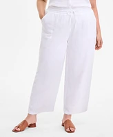 Style & Co Plus Cotton Gauze Drawstring Mid-Rise Wide-Leg Pants, Exclusively at Macy's
