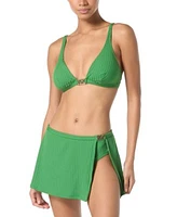 Michael Michael Kors Womens Banded Logo Trim Triangle Bikini Top Logo Trim Skirted Bottom
