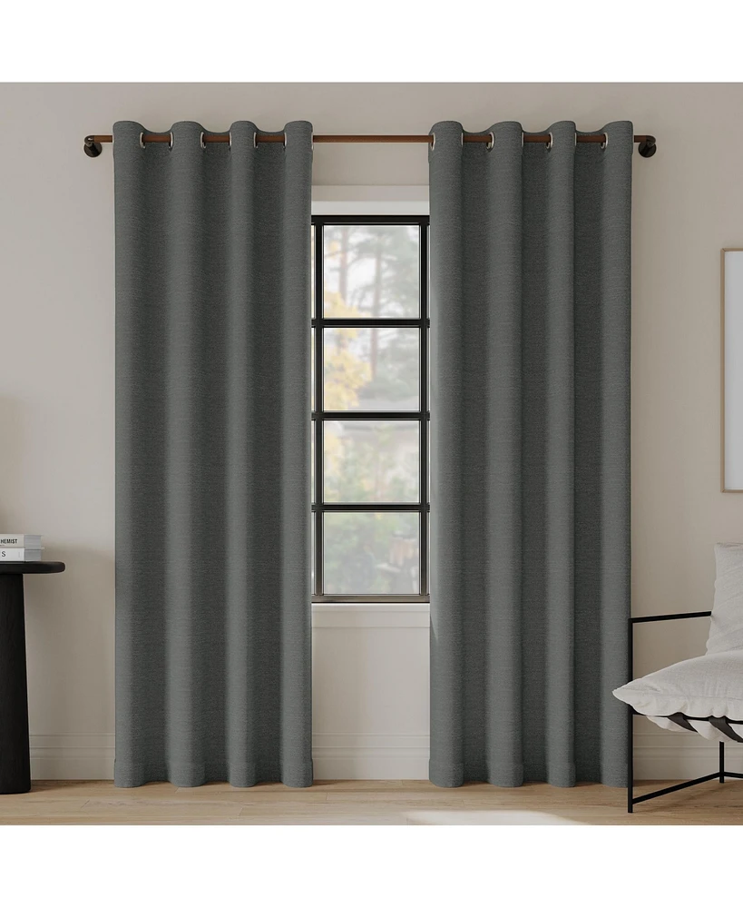 Sarasi Contrast Tweed Magnetic Closure 100% Blackout Grommet Curtain Panel