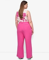 Dkny Plus Aero Crepe High Rise Wide Leg Pants