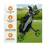 Jovial Foldable 3-Wheel Golf Push Cart with Scorecard Holder