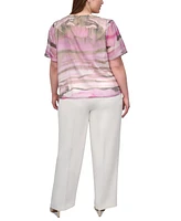 Dkny Plus Printed Short-Sleeve Blouse