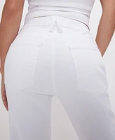 Good American Women's Petite Straight Raw Hem Jeans
