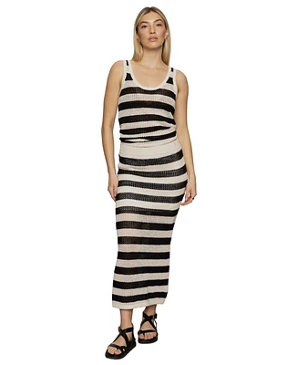Sanctuary Women's Striped Mesh-Stitch Maxi Skirt