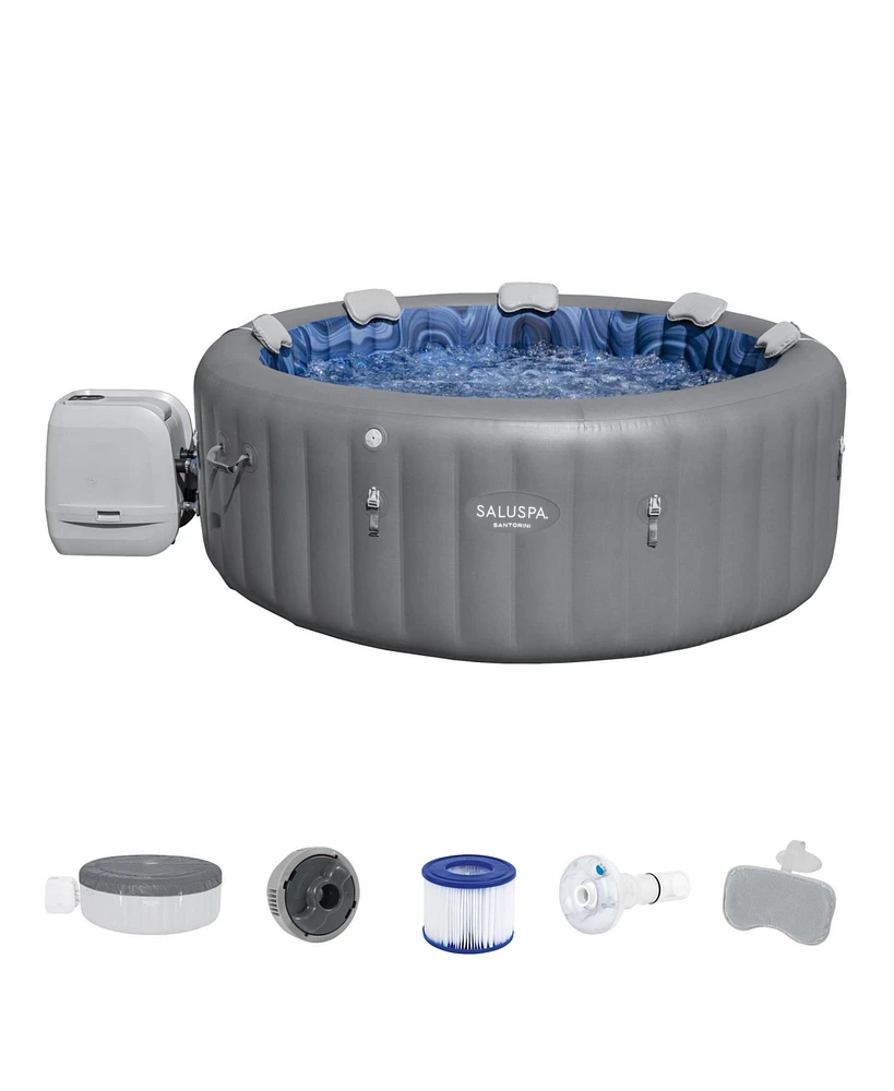 Bestway SaluSpa Santorini HydroJet Inflatable Hot Tub w/ 180 Soothing Jets, Gray