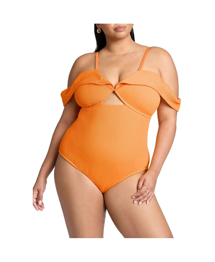 Eloquii Plus Off The Shoulder One Piece Swimsuit