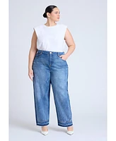 Eloquii Plus Two Tone High Rise Straight Leg Jean