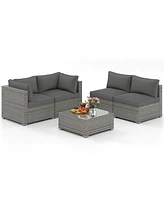 Gymax 10PCS Sectional Sofa Couch Pe Rattan Conversation Set
