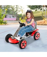 Pedal Powered 4-Wheel Toy Car with Adjustable Steering Wheel and Seat