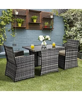 Gymax 3PCS Cushioned Wicker Rattan Patio Furniture Set Garden Yard Outdoor