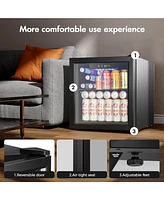 Zafro 1.3 Cu.ft Mini Beverage Fridge, 12 Bottle & 48 Can Cooler, Glass Door with Digital Temperature Control, Ideal for Soda, Beer, or Wine, Compact D