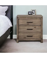 Rustic Weathered Wood Nightstand with Two Drawers for Bedside Essentials
