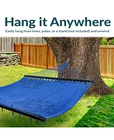 Soft-Spun Polyester Rope Double Hammock for Outside - 600-Pound Weight Capacity Extra Large Blue