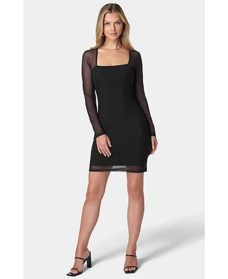 Bebe Women's Square Neck Powermesh Dress