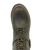Strap Detail Mid Calf Leather Boots