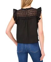 CeCe Women's Lace Inset Ruffle Detail Blouse