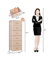 Steel and Fabric Six-Drawer Chest for Bedroom Closet Home Storage