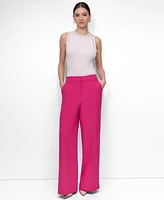 Dkny Petite Aero Crepe Mid Rise Wide Leg Pants