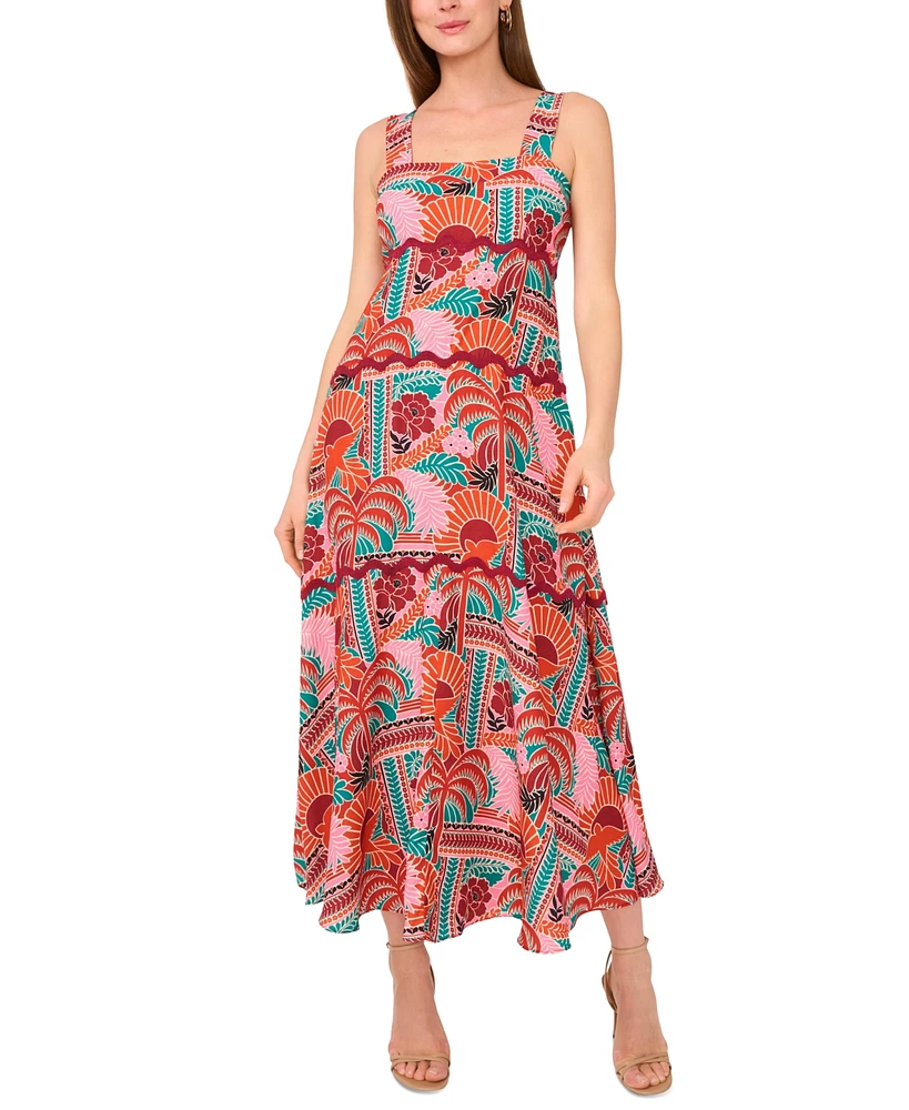 Vince Camuto Women's Printed Square-Neck Maxi Dress