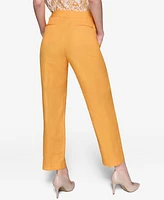 Karl Lagerfeld Paris Women's Pleat-Front Straight-Leg Ankle Pants