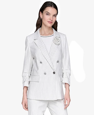 Kalr Lagerfeld Paris Women's Striped Double-Breasted Jacket