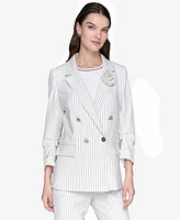 Kalr Lagerfeld Paris Women's Striped Double-Breasted Jacket