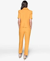 Karl Lagerfeld Paris Women's Linen-Blend Short-Sleeve Double-Breasted Jacket
