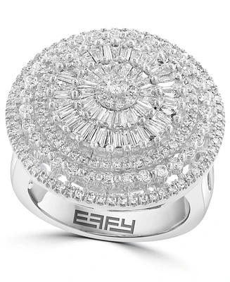 Effy Diamond Round & Baguette Sunburst Cluster Statement Ring (1-1/2 ct. t.w.) in 14k White Gold
