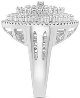 Effy Diamond Round & Baguette Sunburst Cluster Statement Ring (1-1/2 ct. t.w.) in 14k White Gold